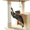 thumbnail image 6 of Clearance! Luxury Cat Tree Cat Tower with Sisal Scratching Post, Cozy Condo, Top Perch, Hammock and Dangling Ball Beige, 6 of 9