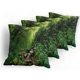 thumbnail image 5 of Ambesonne Nature Throw Pillow Cover 4 Pack, Idyllic Forest Design, 24", Emerald Hunter Green, 5 of 7