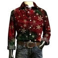 thumbnail image 5 of Tqyyweavej Christmas Shirts for Men Xmas Print Long Sleeve Lapel Shirts Party Dress Blouses Christmas Gifts for Men Size S to 3XL, 5 of 5