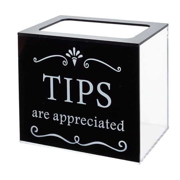 Acrylic Tips Jar for Money 6x4x5 Inch Black Tip Jar Box Plastic Donation Tip Boxs Voting Charity Container Suggestion Raffle Cash Storage Box for Bars Restaurants Driver Bartender DIY
