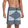 thumbnail image 2 of Kdxio Vintage Persian Colored Blue Print Mens Sleep Shorts Bottoms Soft Comfy Pajama Wear Pants with Drawstring Pockets, 2 of 7