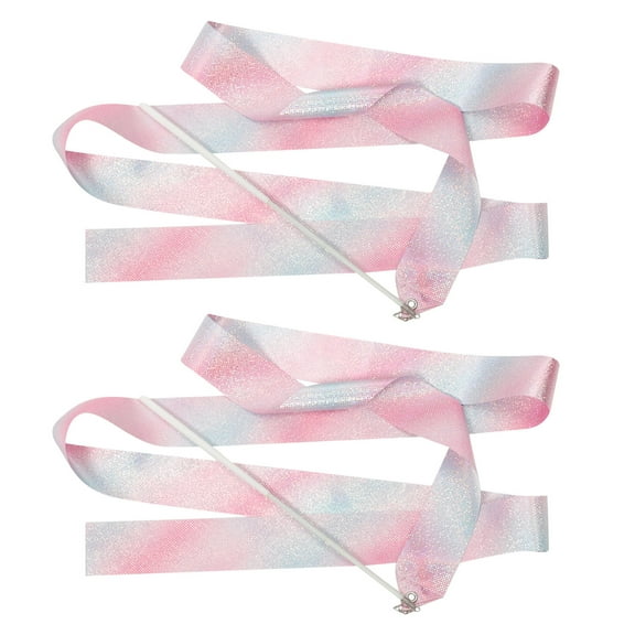 MERRYHAPY Gymnastics Ribbon Streamers 2 Pack Polyester Dance Baton for Kids and Adults
