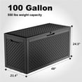 thumbnail image 4 of 100 Gallon Resin Waterproof Deck Box, Outdoor Storage Box for Patio Furniture, Cushions, Garden Tools and Pool Supplies, UV Resistant, Lockable Lid and Side Handles, Black, 4 of 7