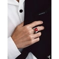 thumbnail image 2 of Bandmax Gemstone Birthstone Rings for Men Women Stainless Steel Cubic Zirconia Signet Ring with Ruby Bands for Men Dad Father's Day, 2 of 7