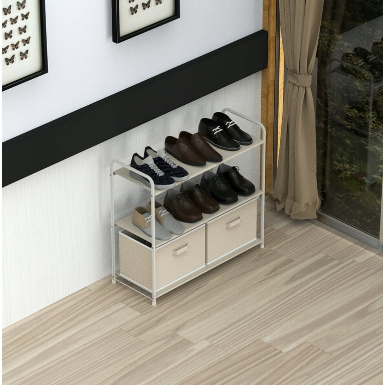 Simple Houseware 3-Tier Closet Storage with 2 Drawers Grey