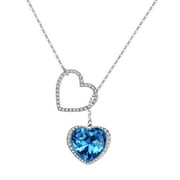 Love Necklace Blue Ocean Heart Crystal Alloy Pendant Women Girl Gift for Her Valentine