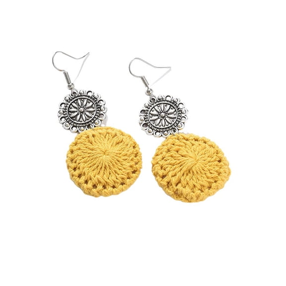 SOHI Women's Yellow Crochet Drop Earrings