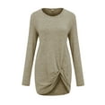 thumbnail image 3 of DYMADE Women Solid Plus Size Long Sleeve Fashion T-shirt Top, 3 of 4
