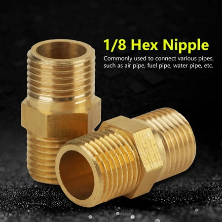 External Pipe (20 Pcs 1/8 BSP to 1/8 BSP External Thread Brass Pipe Hex Nipple Fitting Quick Adapter, 1/8 Hex Nipple,Hex)