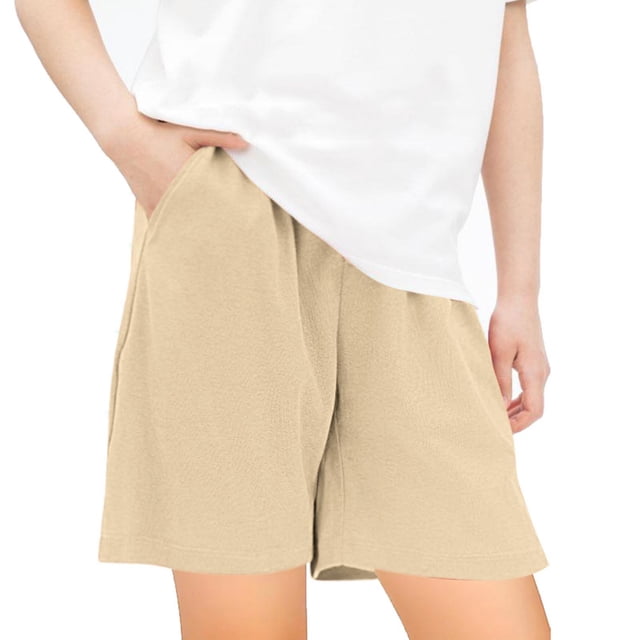 Odeerbi 5-14 Años Niños Niñas Pantalones Cortos de Colores Sólidos de Verano Pantalones Cortos Deportivos Para Entrenar Pantalones Cortos Transpirables Con Bolsillos