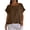 01 Brown, variant on Ruffle Hem Linen Shirts for Women Loose Crewneck Short Sleeve Summer Business Casual Tops Dressy Blouses