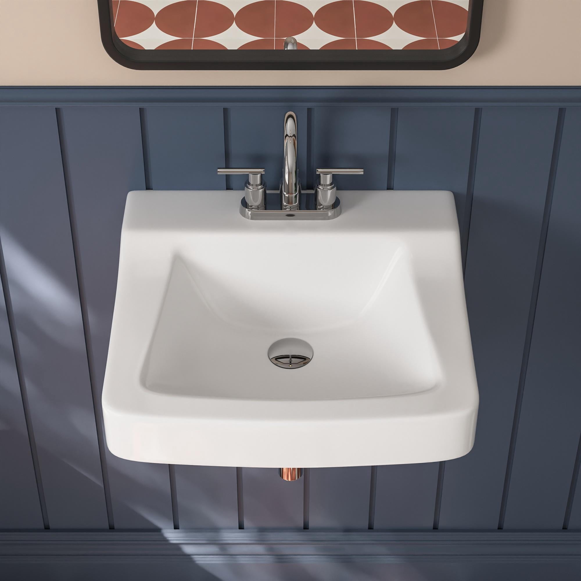 DeerValley DV-1WS0129 19" x 17.3" White Rectangular Vitreous China Wall Mount Bathroom Sink with Faucet Hole