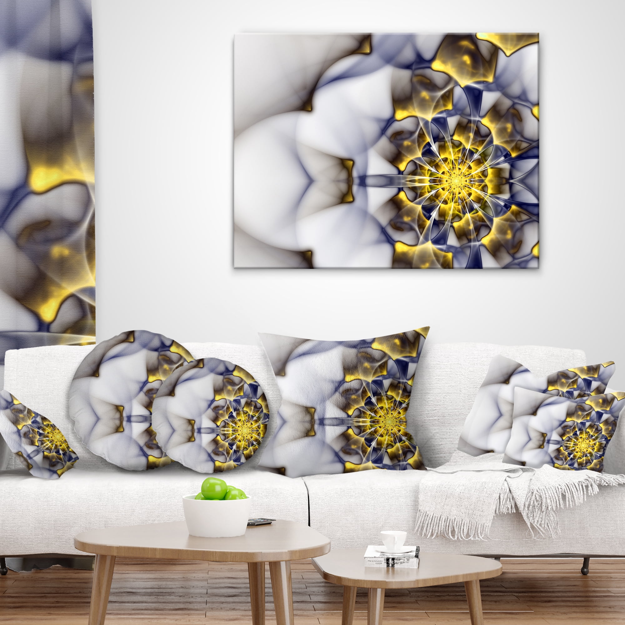 Designart 12" x 20" Blue Polyester Throw Pillow