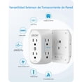 thumbnail image 3 of LENCENT Multicontacto Pared USB, Adaptador de Enchufe 3 a 2 Clavijas con 6 Tomas AC, Puerto PD 20W y 2 Puertos USB A, 1728J Protección contra Sobretensiones, 3 of 8