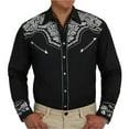 thumbnail image 4 of Mens Shirts Tops Western Cowboy Long Sleeve Embroidered Slim Fit Button Down Cropped Mens Workout Shirts,Grey,XL, 4 of 4