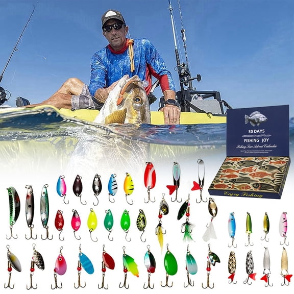 XGG 2025 Fishing Advent Calendar - 30-Piece Random Style Blind Box for Christmas Countdown | Fishing Set Gift for Adult Men, Teens, Boys