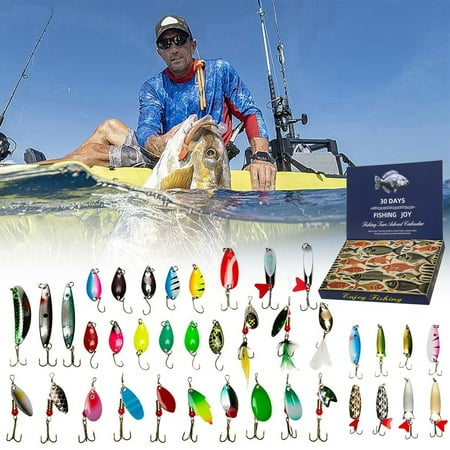 Mystery Tackle Box Lures Fishing Lures Bass Lures Fishing Gifts for Men Advent Calendar Fishing Blind Box Containing 30 Random Fishing Lures Open to Surprise