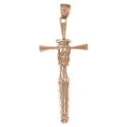 14K Rose Gold Crucifix Pendant - 55 mm