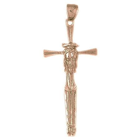 14K Rose Gold Crucifix Pendant - 55 mm