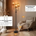 thumbnail image 4 of 9MMML Farmhouse Boho Dimmable Floor Lamp with Rattan Shade, 68'' Tall Floor Standing Lamp, 3-Light Floor Lamp for Living Room, Bedroom, Office, Corner, 3 x E26 LED Bulb Included, 4 of 5