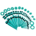 thumbnail image 3 of OPOLSKI 50Pcs Ear Expander Double O-Rings Flared Tunnels Three-piece Suit Hypoallergenic Body Piercing Jewelry Set Smooth Surface Finish Acrylic Tapers And Plugs Cyan, 3 of 8