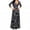 Black Womens Summer Dress, variant on Women's Floral Print Plain Maxi Dresses Plus Size Loose Casual Long Dresses 3/4 Sleeve Deep V Neck Floor-Length Dresses