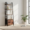 thumbnail image 5 of Fubnar Furniture Shelves With Drawer, Rustic 5 Tiers Leaning Bookcase Bookshelf, 5 of 7