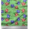 thumbnail image 1 of Soimoi Poly Georgette Fabric Leaves & Azalea Floral Print Fabric by The Yard 52 Inch Wide, 1 of 3