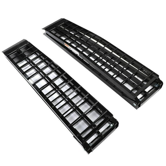 GoDecor 1 Pair 1200lbs 9ft Aluminum Plate Folding ATV Truck Trailer Loading Ramp Black