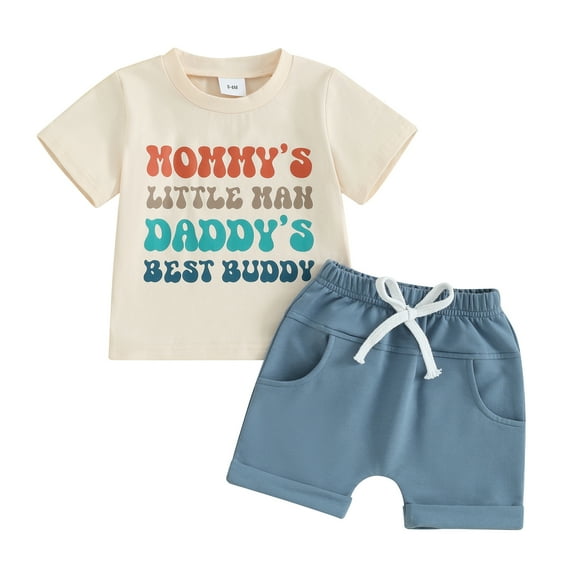 Bagilaanoe 2pcs Toddler Baby Boy Shorts Set Short Sleeve Letter Print T Shirt Tops Shorts 6M 12M 18M 24M 3T Kids Casual Summer Clothes