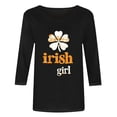 thumbnail image 2 of TaTaai Women St. Patrick's Day Printed 3/4 Sleeve Round Neck Tops Casual Loose Fashion Blouses Soft Stretchy Breathable Daily Holiday Party Wear Gift, 2 of 4