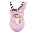 thumbnail image 5 of Uorisanigo One Piece Swimsuits for Girls Cute Corgi Size 13-14 1-Shoulder Polyester and Spandex Fabric Swimming Training Bathing Suit for Kids Ruffle Swimwear, 5 of 7