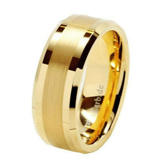 Shiny Gold Tungsten Wedding Ring