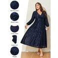 thumbnail image 4 of LapaPlus Womens Plus Size Elegant Midi Long Sleeve Jacquard Mesh Evening Party Formal Dress, 4 of 31