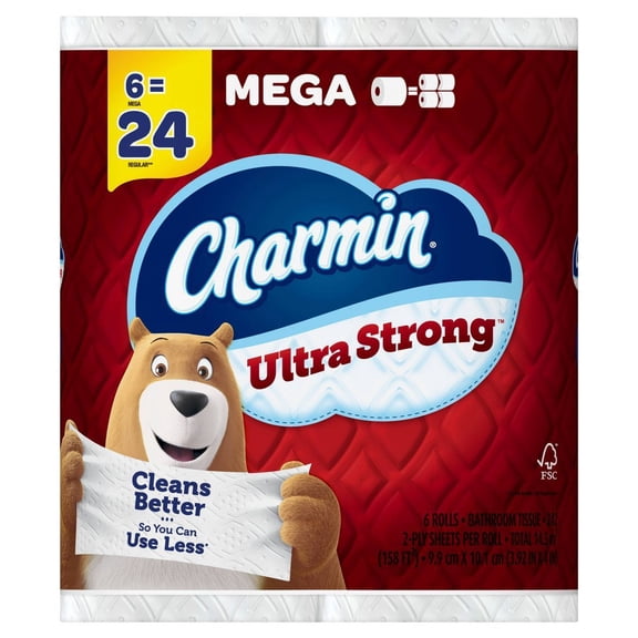 Charmin Ultra Strong Toilet Paper 6 Mega Rolls, 242 Sheets Per Roll