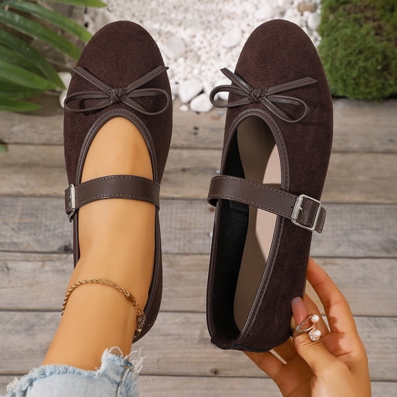 Women's 2026 Summer Loafers Solid Color Round Closed Toe Closed Back Buckle Accent Soft Sole Slip On Lightweight Cushioned Orthopedic Arch Support Wide Toe Box Comfort Walking Daily Footwear Brown 41