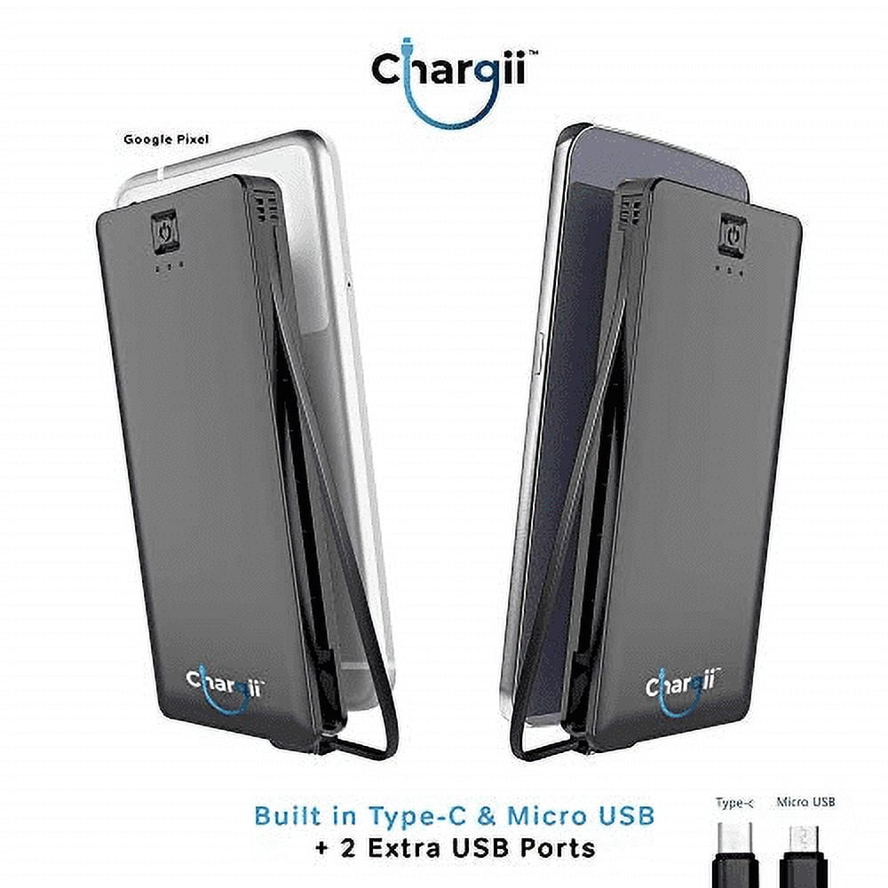 Chargii Android Power Bank -Cell Phone Battery Pack Compact with High-Performance Cells & 2 USB Output- Black