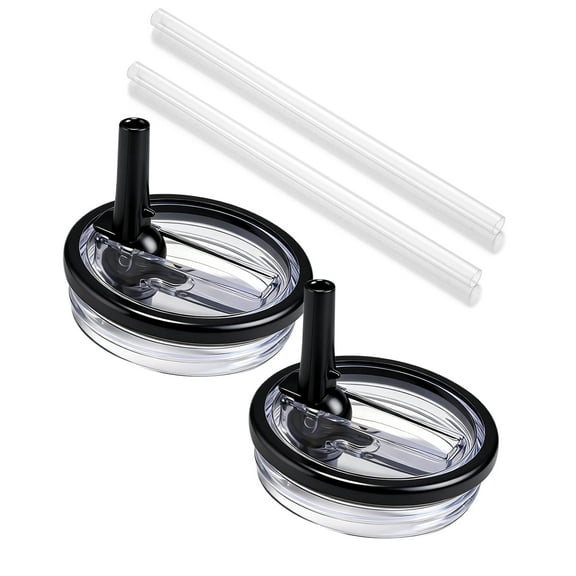 CENLYIN 40oz Spill Proof Flip Straw Lid Replacement for Stanley Quencher, 2 Pack Leak Proof Stanley Straw Lids, Reusable No Spill Tumbler Straw Cover (Black)