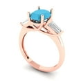 thumbnail image 2 of 2.5 ct Oval Cut Simulated Turquoise Three-Stone Engagement Ring for Women in 18K Rose Gold, 2 of 5