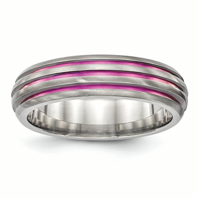 Edward Mirell Titanium Triple Groove Pink Anodized Ring Size 6