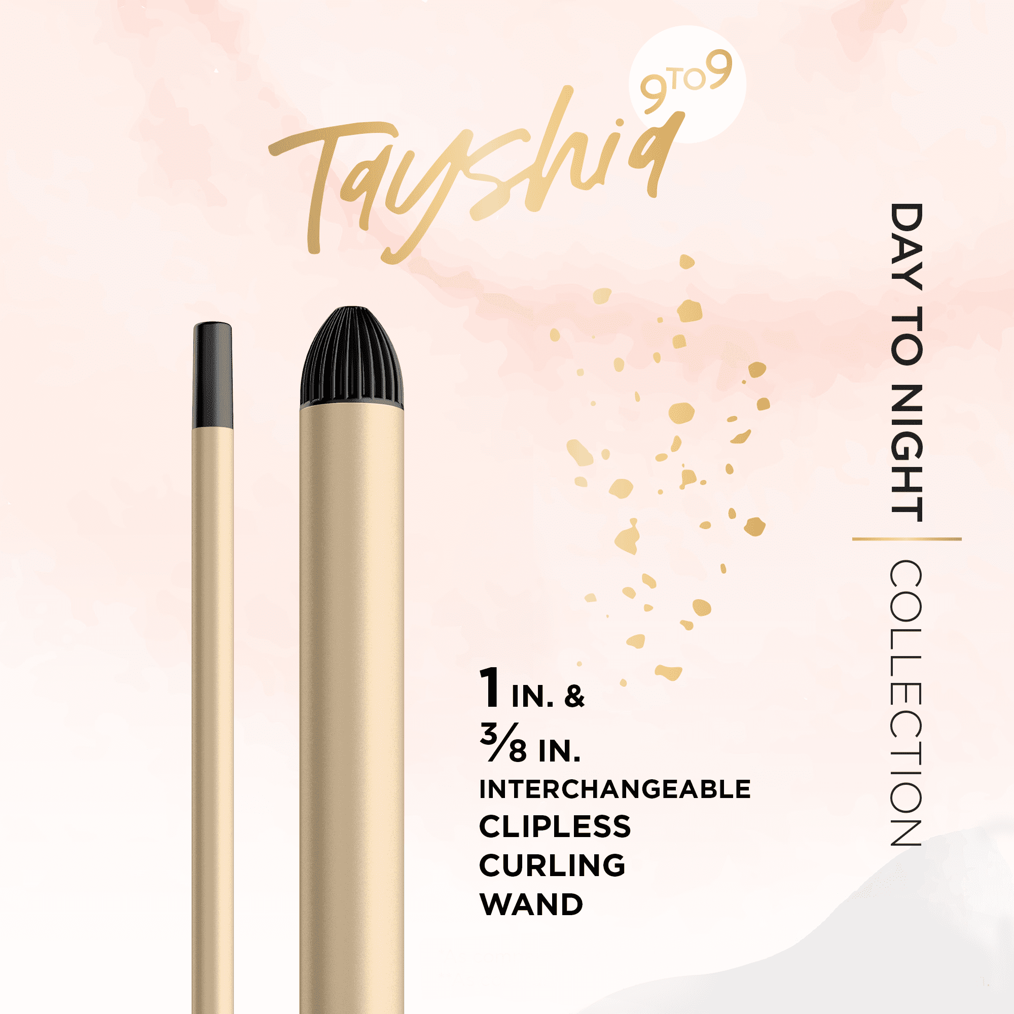 Tayshia by Conair 1" and 3/8" Barrel Size Interchangeable Clipless Curling Wand Barrel Size