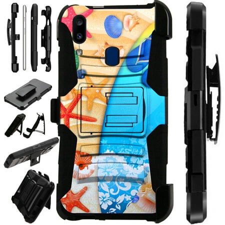 Compatible Samsung Galaxy A20 (2019) Case Armor Hybrid Phone Cover LuxGuard Holster (Beach