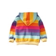 thumbnail image 2 of Kids Girls Hoodies Sweatshirt Rainbow Stripe Zip Up Jacket Coat Outwear, 2 of 5