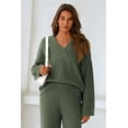 thumbnail image 6 of PRETTYGARDEN Women's 2 Piece Pullover Sweater Set Oversized V Neck Top Wide Leg Pants Fall Winter Fuzzy Lounge Outfit, 6 of 8
