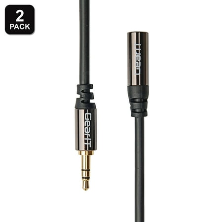- 10ft 3.5mm Extension Cable, GearIT 2-Pack Pro Series Preminun Gold Plated 10 Feet 3.5mm Auxiliary Audio Stereo Extension Male to Female Cable, Black
