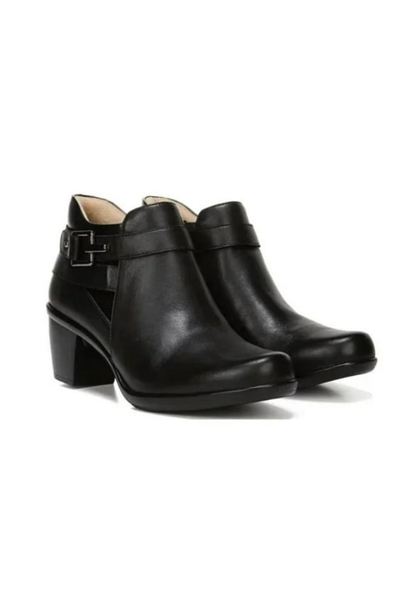 Women's Ella Side Zip Bootie Black Leather 6.5M