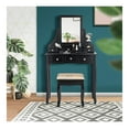 thumbnail image 3 of Makeup Vanity Set with Mirror & Stool - Dressing Table with 5 Drawers, Removable Organizer - Black Bedroom Makeup Desk for Women, Girls, 3 of 9