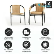 Flash Furniture Lila 4 Pack Beige Rattan Indoor-Outdoor Restaurant Stack Chair