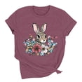 thumbnail image 6 of Mifsaly Short Sleeve T-Shirts Women Leopard Print Easter Bunny Floral Graphic Cotton tops Soft Breathable Relaxed Fit Casual Summer Tees L, 6 of 6