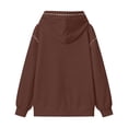 thumbnail image 5 of Trendfront Womens Studded Hoodies Solid Long Sleeve Hooded Sweatshirt Kangaroo Pocket Drop Shoulder Ribbed Casual Pullover Top, 5 of 6
